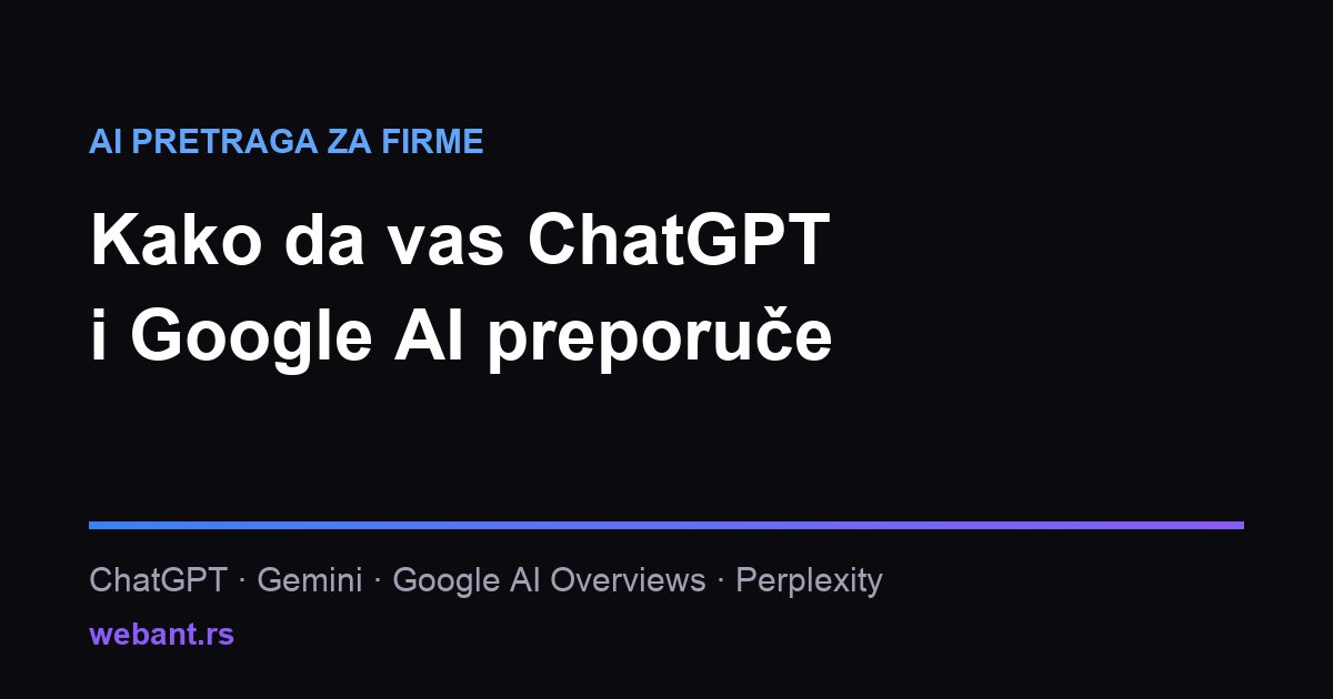 Odgovor AI asistenta koji preporučuje lokalne firme, sa linkovima ka izvorima