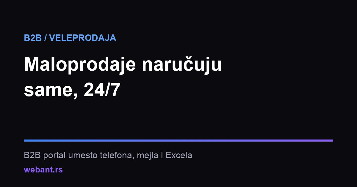 Vlasnik prodavnice naručuje robu od veleprodaje preko telefona, u B2B portalu