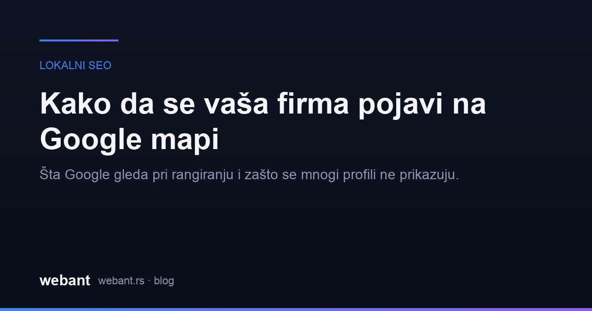 Google mapa sa označenim lokalnim firmama i Business Profile karticom