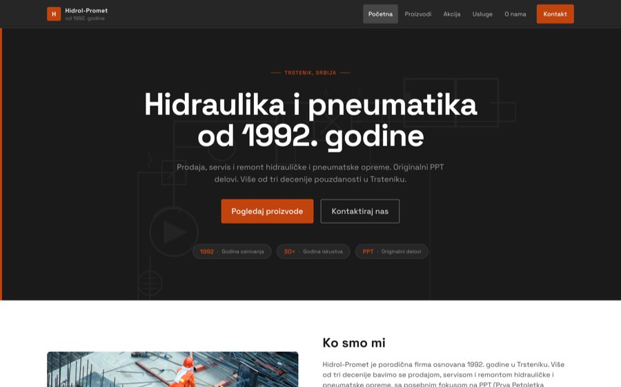 Sajt Hidrol-Promet - Hidraulika i pneumatika